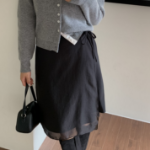 Шифоновая многослойная миди-юбка с запахом