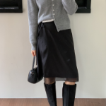 Шифоновая многослойная миди-юбка с запахом