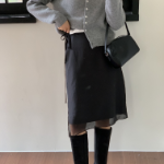 Шифоновая многослойная миди-юбка с запахом