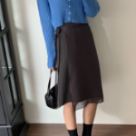 Шифоновая многослойная миди-юбка с запахом