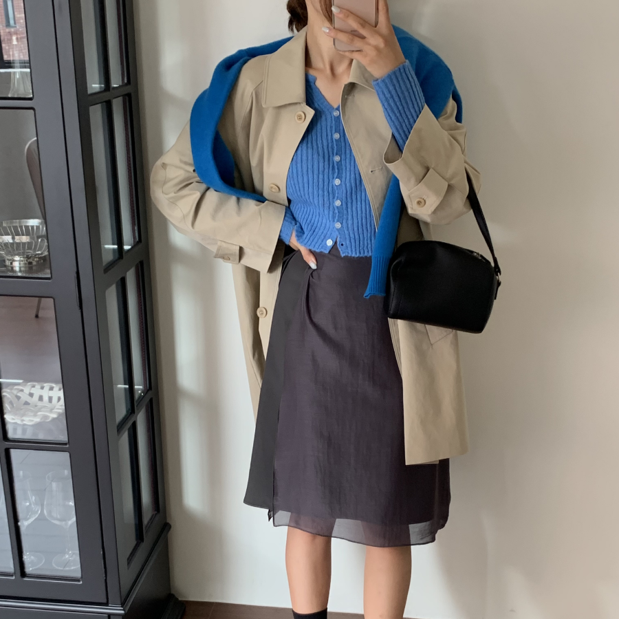 Шифоновая многослойная миди-юбка с запахом