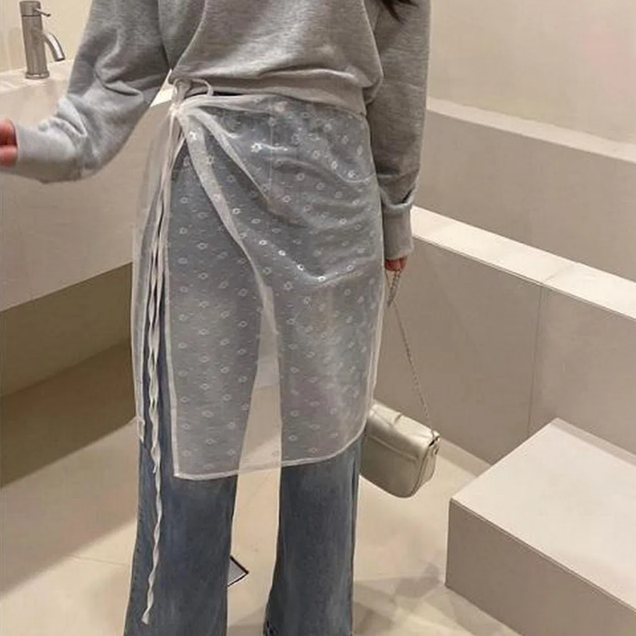 Ажурная юбка с запахом и прозрачными слоями