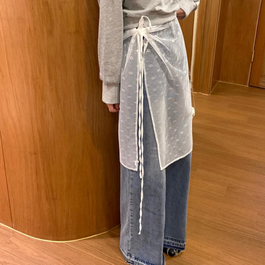 Ажурная юбка с запахом и прозрачными слоями