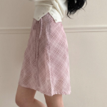 Шифоновая клетчатая миди-юбка с бантом "Эна"