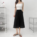 Лёгкие плиссированные кюлоты-юбка с поясом на резинке и двумя защипами