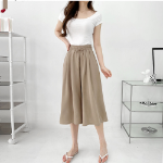 Свободный размер-Бежевый-Миди юбки