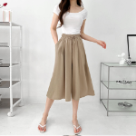 Лёгкие плиссированные кюлоты-юбка с поясом на резинке и двумя защипами