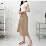 Лёгкие плиссированные кюлоты-юбка с поясом на резинке и двумя защипами