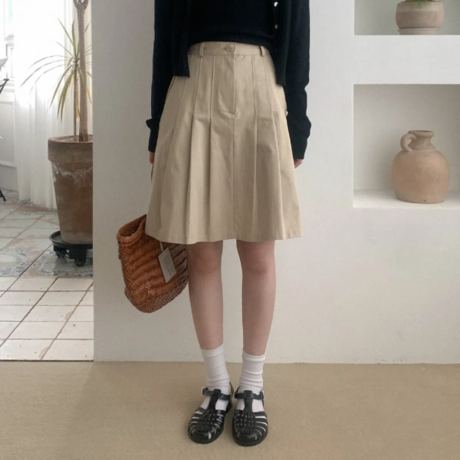 Миди-юбка из хлопка с плиссировкой