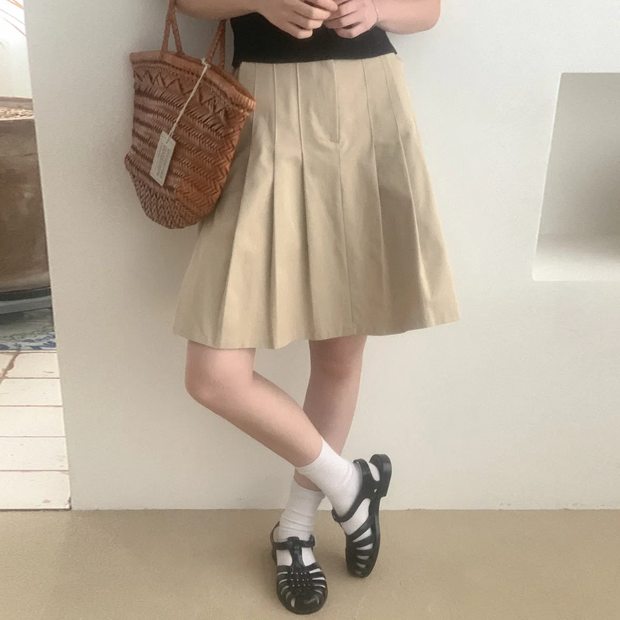 Миди-юбка из хлопка с плиссировкой