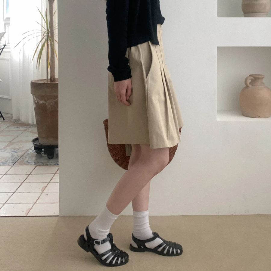 Миди-юбка из хлопка с плиссировкой