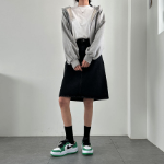 Денимовая юбка A-силуэта миди длины с высокой посадкой