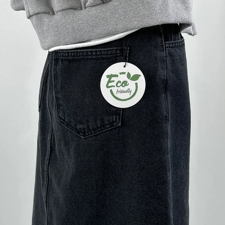 Денимовая юбка A-силуэта миди длины с высокой посадкой