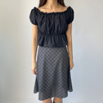 Миди-юбка A-силуэта из шифона с клетчатым узором