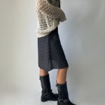 Миди-юбка A-силуэта из шифона с клетчатым узором