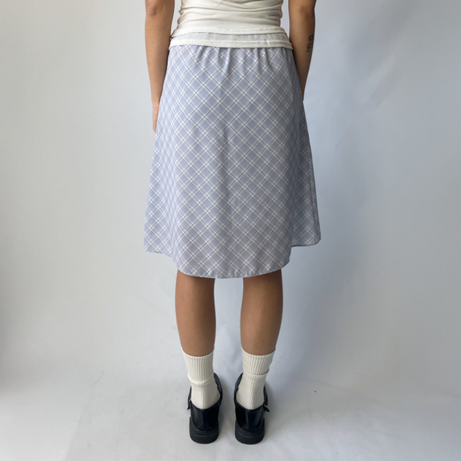 Миди-юбка A-силуэта из шифона с клетчатым узором