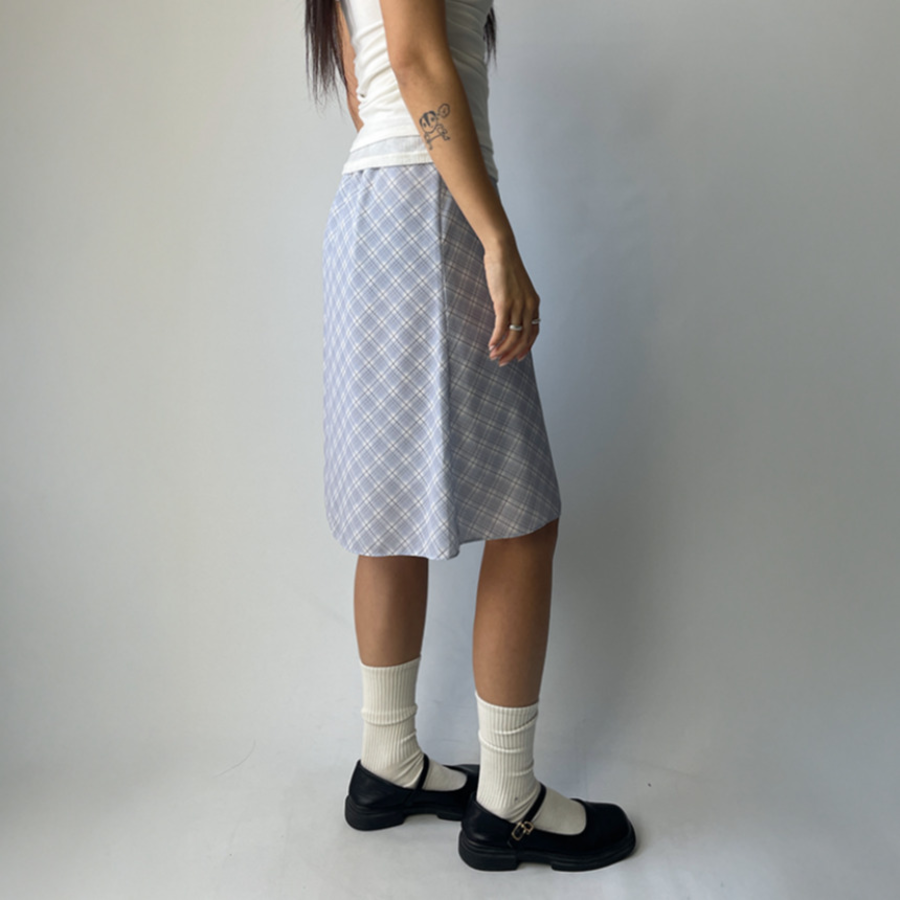 Миди-юбка A-силуэта из шифона с клетчатым узором