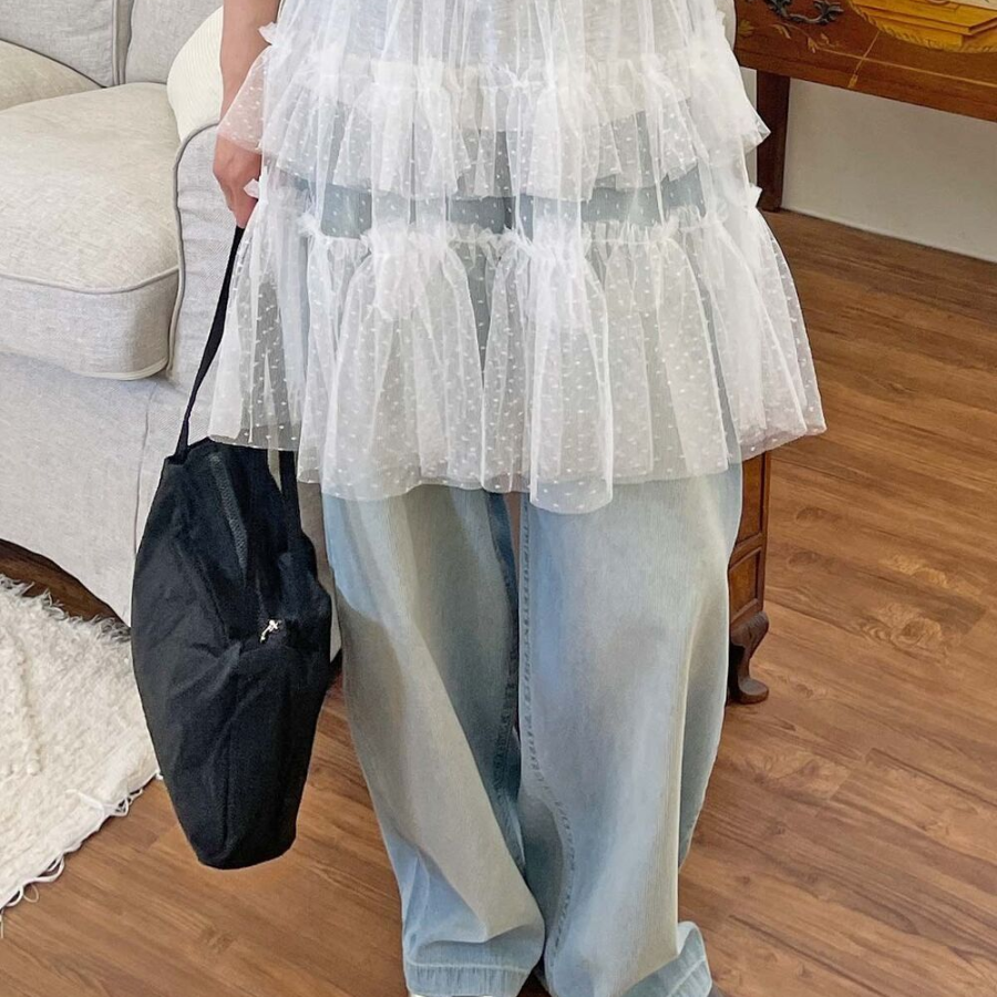 Мини-юбка с воланами и многослойным дизайном