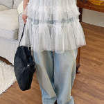 Мини-юбка с воланами и многослойным дизайном