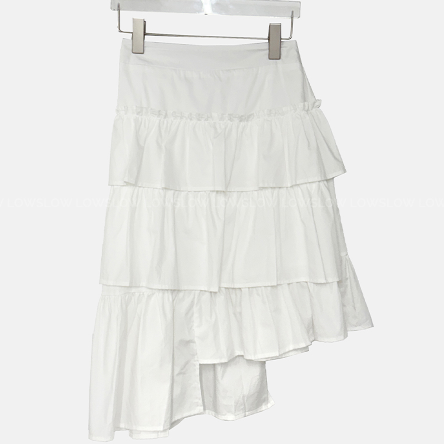 Хлопковая асимметричная многослойная юбка-клёш