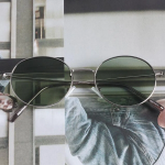 SKA-3051 Round Metal Green-Tint Sunglasses — женские лёгкие солнцезащитные очки в круглой оправе с зелёными линзами