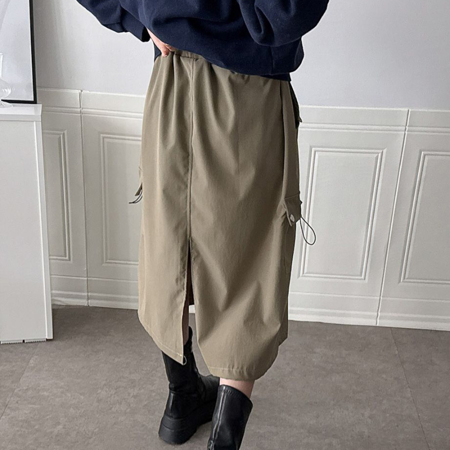 Карго-юбка из шуршащего материала со шнурком и резинкой на поясе