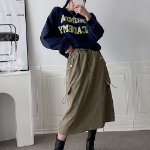 Карго-юбка из шуршащего материала со шнурком и резинкой на поясе