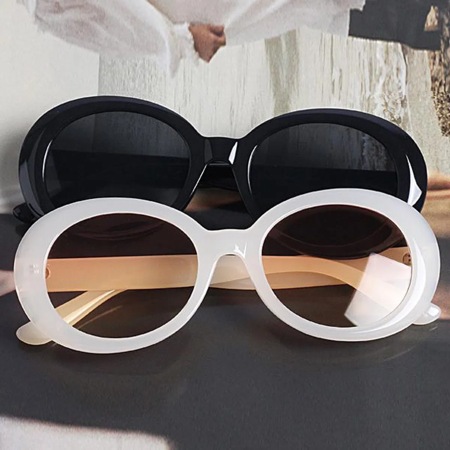 SKA-3043 Retro Oval Oversized Sunglasses — акцентный ретро-стиль в розово-белой палитре