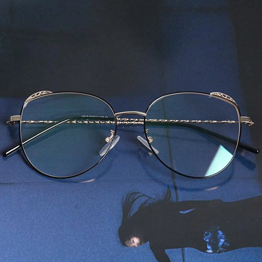 GCC-1328 Small Metal Cat-Eye Glasses — женские миниатюрные очки в круглой оправе с ноткой cat-eye