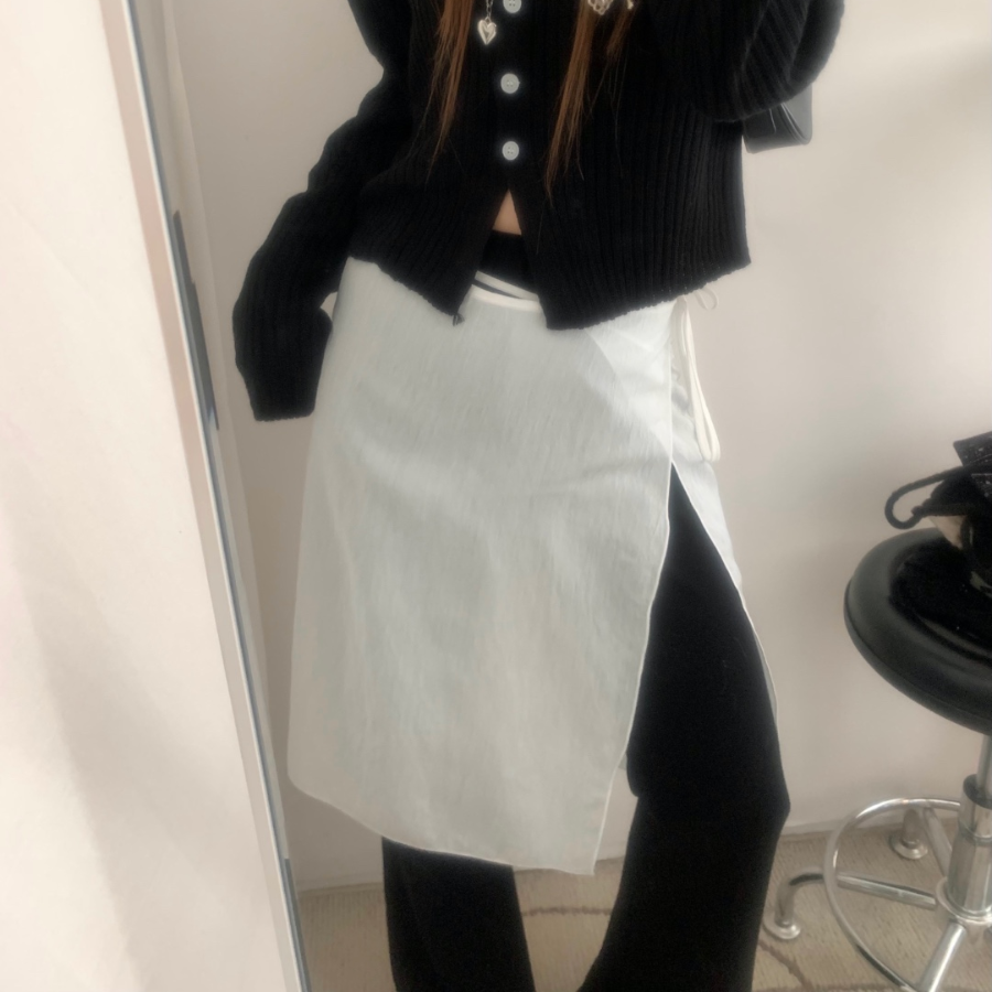 Миди-юбка с эффектом слоистого кроя в стиле "half paper"