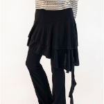 Асимметричная юбка с многослойными воланами и эластичным поясом