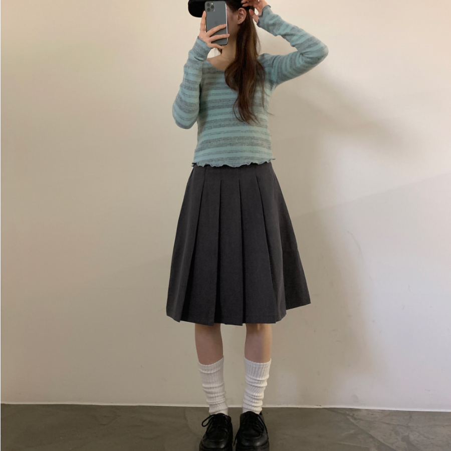 Винтажная плиссированная миди-юбка