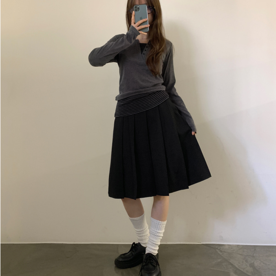 Винтажная плиссированная миди-юбка