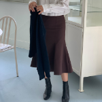 S-Коричневый-Миди юбки