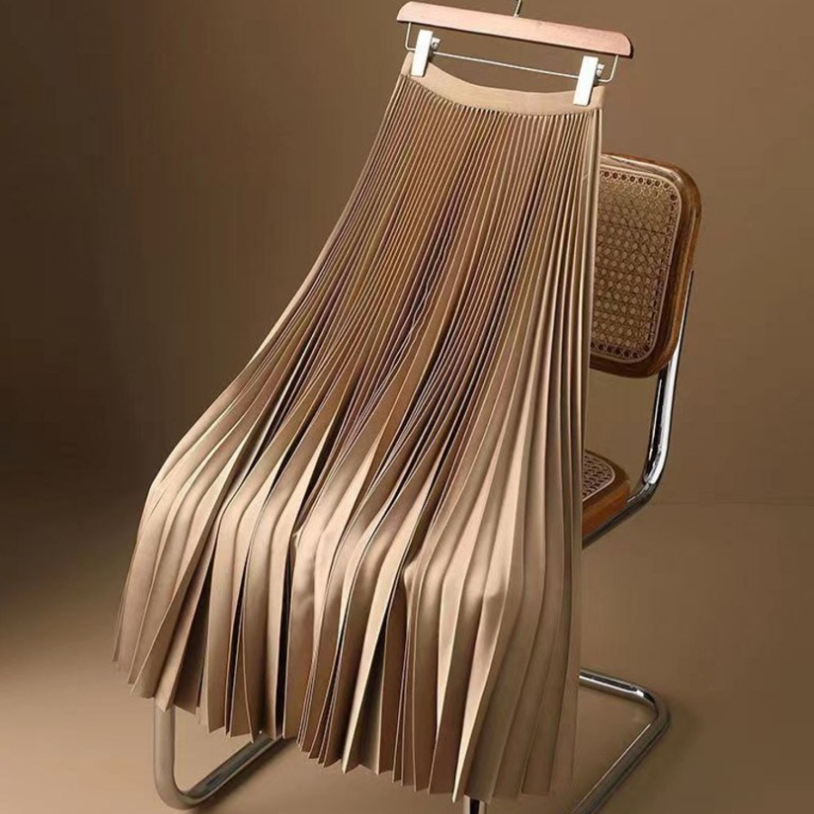 Плиссированная юбка A-силуэта с высокой посадкой