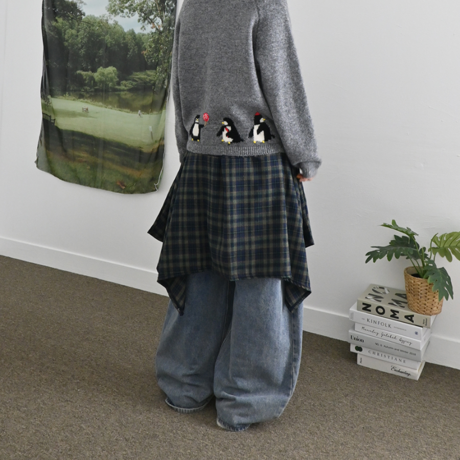 Асимметричная юбка в клетку