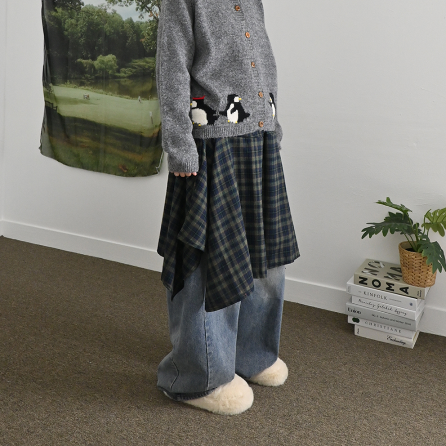 Асимметричная юбка в клетку