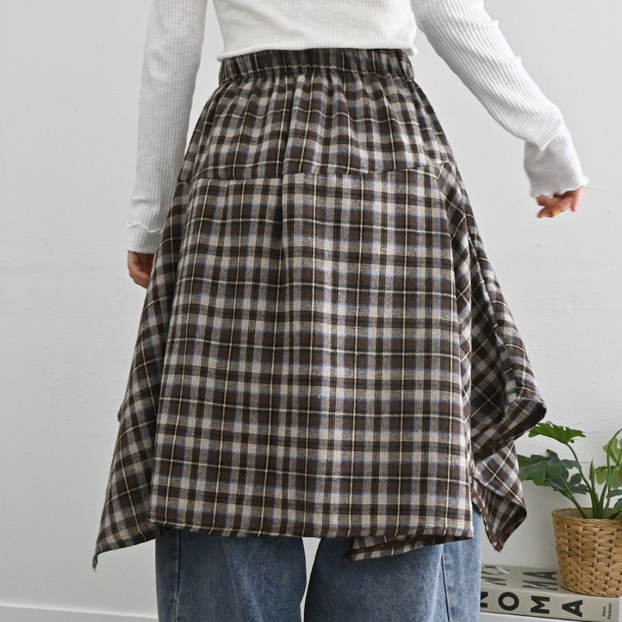 Асимметричная юбка в клетку