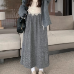 Свободный размер-Серый-Миди юбки