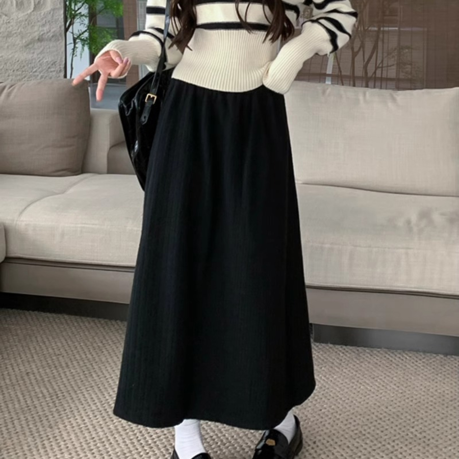 Флёровая юбка на резинке из утеплённого трикотажа