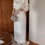 Юбка H-силуэта с цветочным жаккардом и вставками из органзы