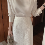 Юбка H-силуэта с цветочным жаккардом и вставками из органзы