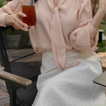 Юбка H-силуэта с цветочным жаккардом и вставками из органзы