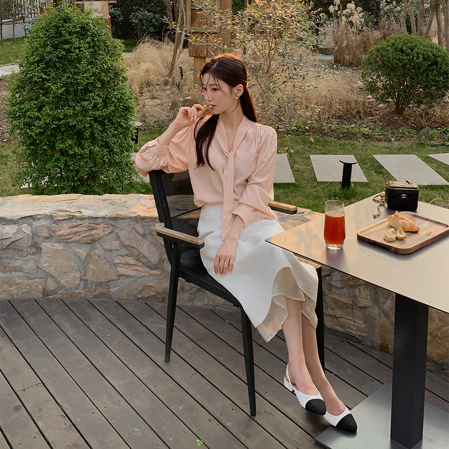 Юбка H-силуэта с цветочным жаккардом и вставками из органзы