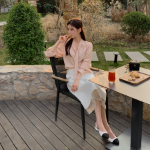 Юбка H-силуэта с цветочным жаккардом и вставками из органзы