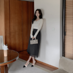 Юбка H-силуэта с цветочным жаккардом и вставками из органзы