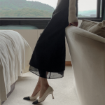 Юбка H-силуэта с цветочным жаккардом и вставками из органзы