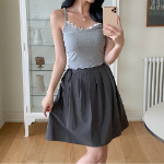 Миди-юбка с плиссировкой, поясом и задней резинкой