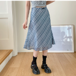 Клетчатая миди-юбка с бантом и лёгким шифоном