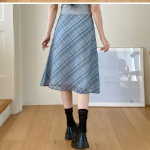 Клетчатая миди-юбка с бантом и лёгким шифоном